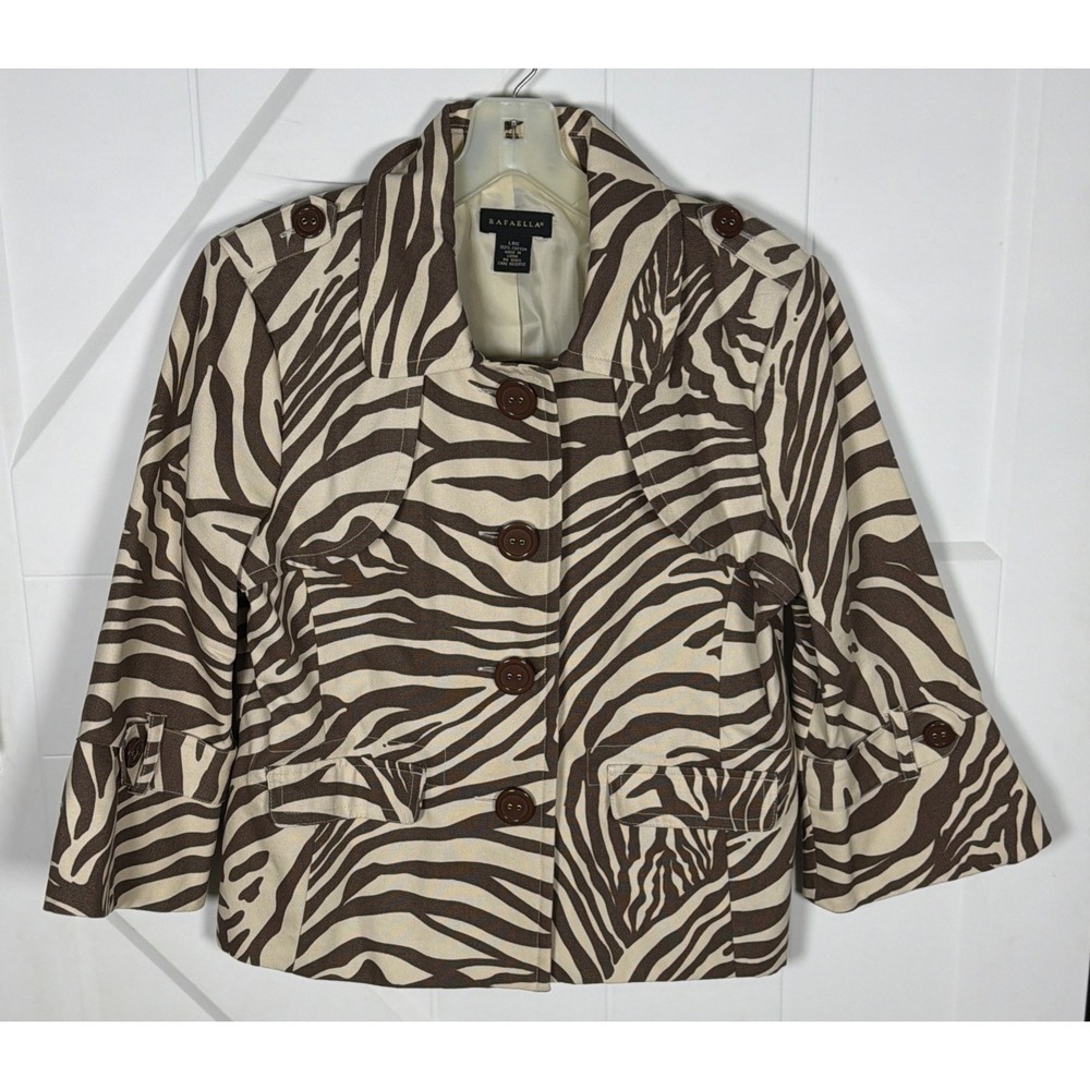 Rafaella Vintage Career Designer Jacket Giraffe Print Tailored Buttoned Lined